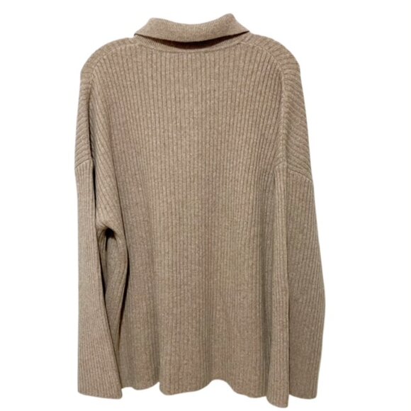 Reformation Large Oversized Fantino Cashmere Beige Collared Cardigan EUC - Picture 3 of 6